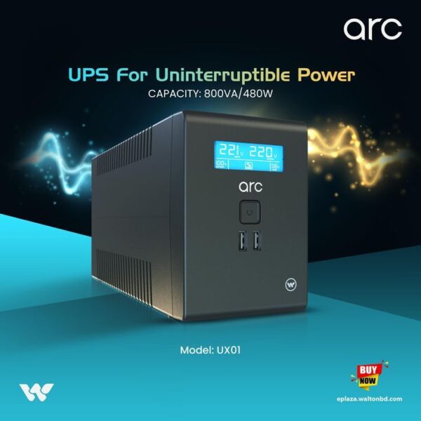 Compact Line-Interactive Uninterruptible Power Supply (UPS) with LCD Display
